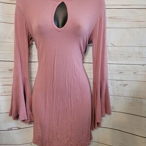 Elegant Pink Keyhole Dress